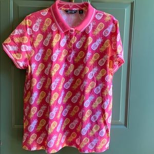 Lands End womens polo shirt XL pineapple design